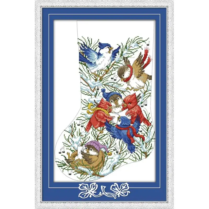 Christmas Stocking Series Stamped Cross Stitch Kit Cartoon Pattern 14CT  11CT Count Printing Embroidery Craft Set