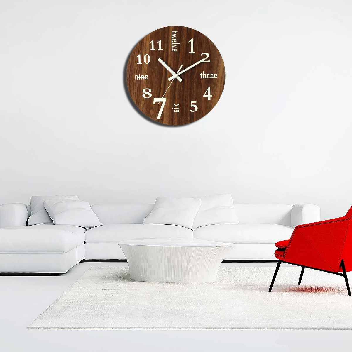 12 Inch Luminous Wall Clocks New Wood Grain Circular Quartz Clocks Home Decor Bedroom Decor Glowing In The Dark Relogio de pared