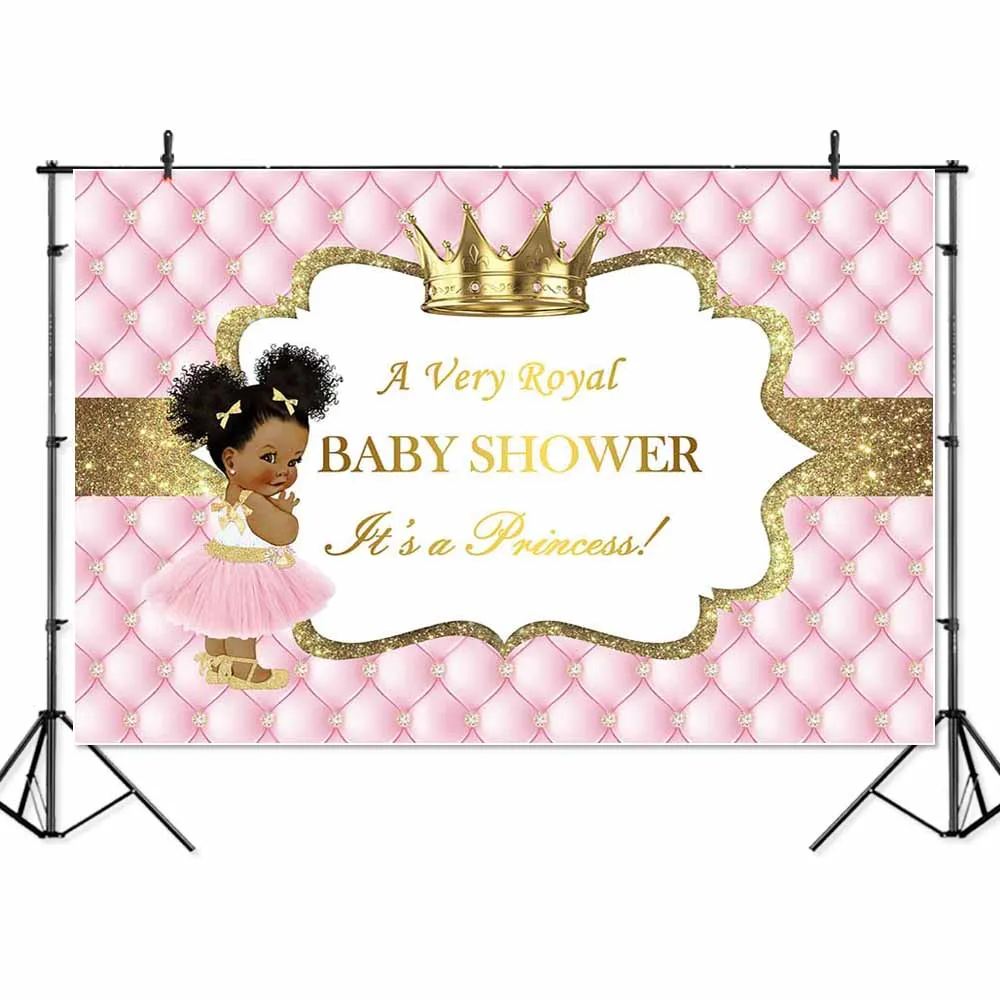 7x5ft королевская принцесса Baby Shower фон для фотосъемки золотая корона маленькая принцесса роялти алмаз розовый фон для фотосъемки