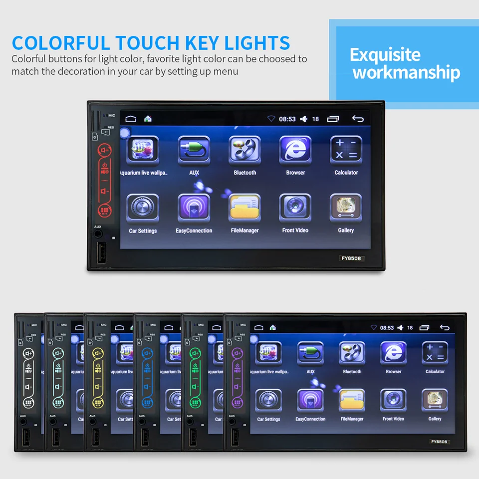 Excellent AOSHIKE 2019 New Car Multi-functional Media Player GPS 7 Inch 2 Din Car MP5 Player Bluetooth WIFI Quad Core Android 6.0 FM MP4 12