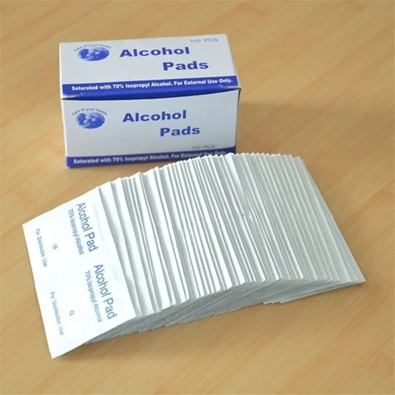 

100PCS/pack Portable Alcohol Swabs Pads Wipes Antiseptic Cleanser Cleaning Sterilization First Aid Home Makeup Accssories