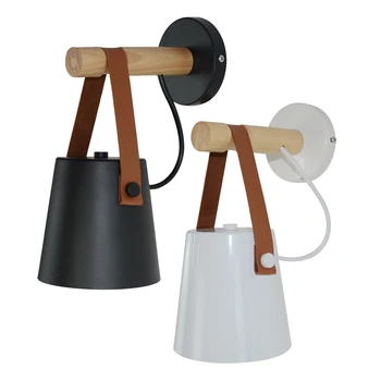 

Modern Wooden LED Wall Light Wall-Mounted Household Bedside Light Nordic Style Wall Lamps E27 for bedroom Light Fixtures Decor