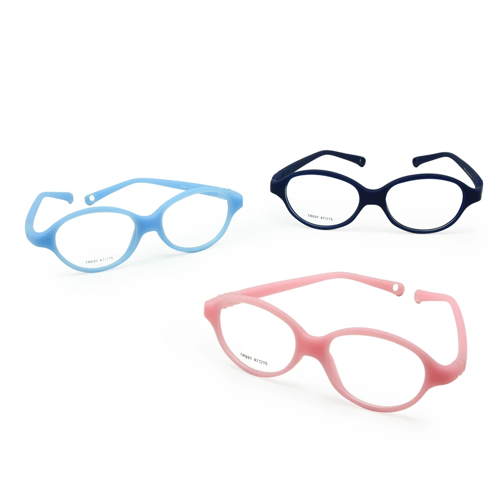 Kids Glasses One-piece Kids Glasses No Screw with Plano Lenses Size 47mm, Bendable Boy's Glasses & Strap, Durable Safe Children Frame