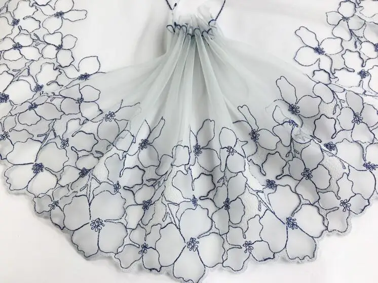 1 метр синяя серия ручной работы DIY аксессуары для одежды Свадебная Цветочная вышивка кружева ткани шторы диван швейная кружевная отделка 20 см