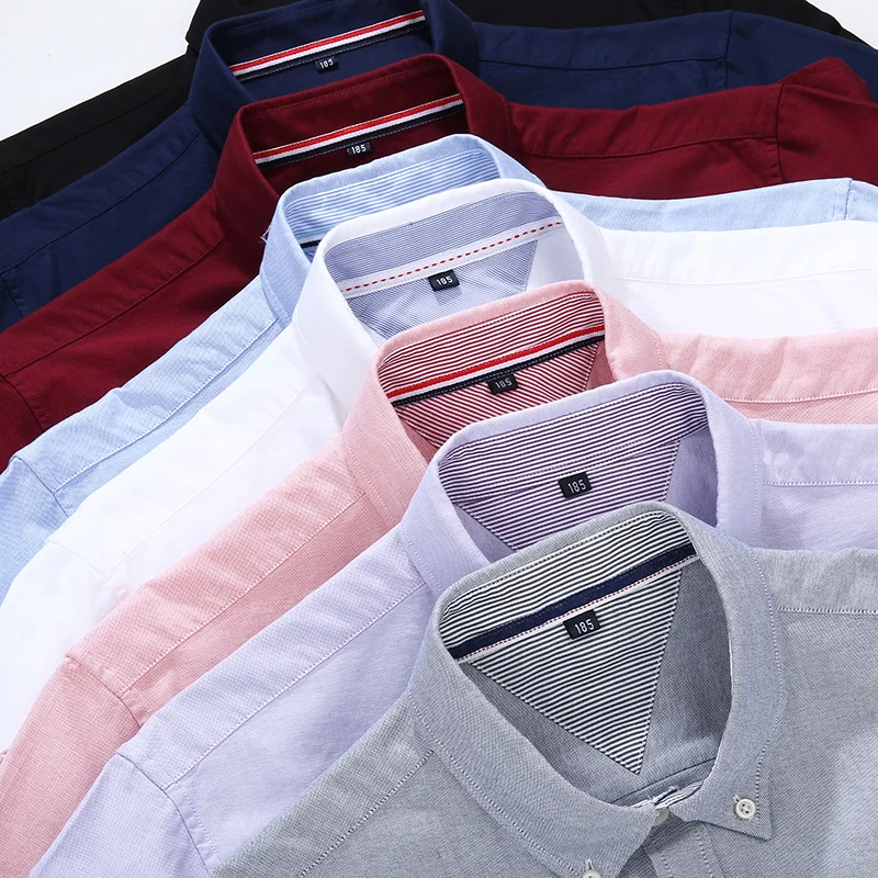 100% Cotton Oxford Shirt Summer Men's Casual Loose Solid Color Short Sleeve Shirt 5XL 6XL 7XL 8XL