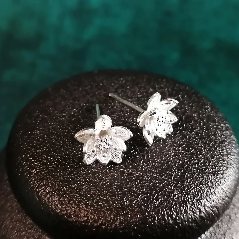 Гуйчжоу Китайский ручной Этнические Мяо Jewelry Серьги, Ювелирные изделия 999 серебро Kpop Астра серьги, серьги