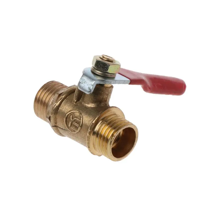 1/4" Ball Male to Male Pipe BSP Brass Ball Barb Hose Metal with Red Lever Handle
