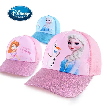 

Disney Summer Caps Frozen Elsa Anna Sofia Girls Hats Sequins Girl Baseball Cap Hip Hop Caps Kids Hat For Spring Baby Accessories