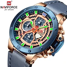 NAVIFORCE новые мужские часы лучший бренд класса люкс военные кварцевые мужские часы, хронограф кожаные водонепроницаемые часы мужские relogio masculino