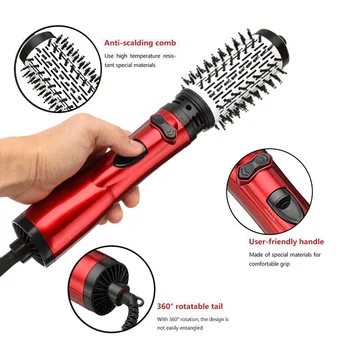 

2 IN 1 Hair Curler Brush Hot Air Brush Electric Rotation Hair Straightener Curler Iron Volumizer Rotating Fan Replaceable Comb