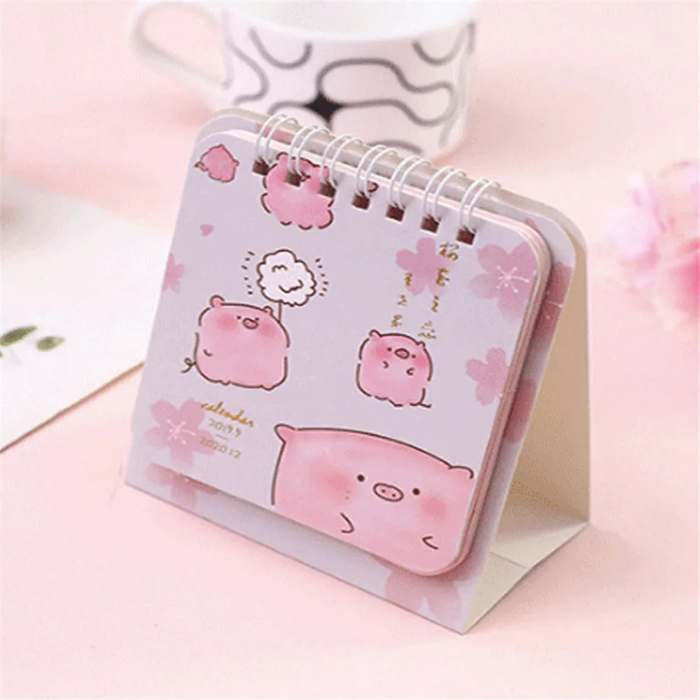 2020 милые свиньи и вишни в рулонах календарь Kawaii Мини портативные настольные