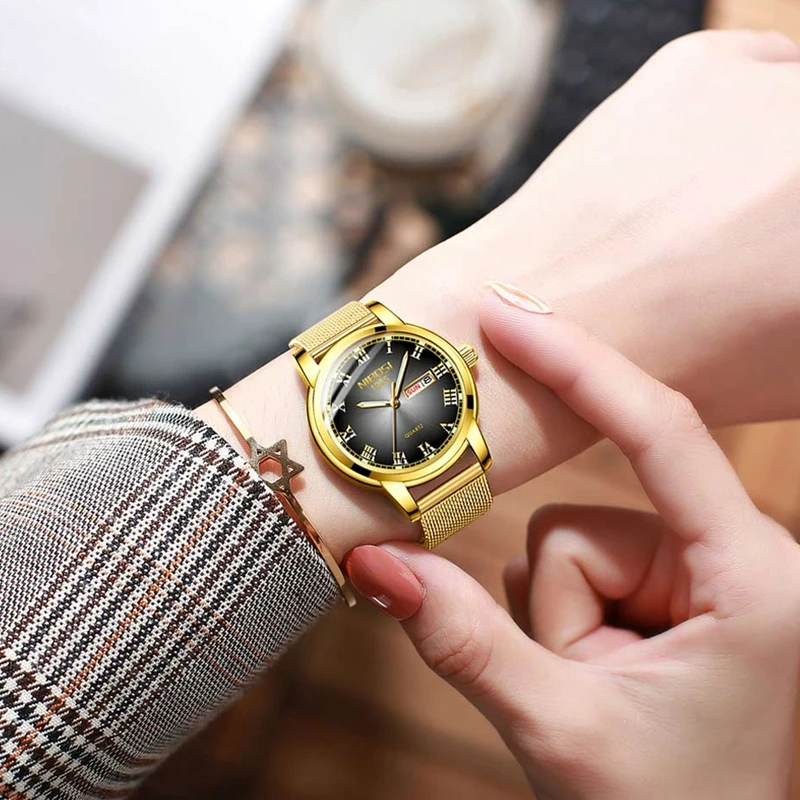 Золотые женские часы NIBOSI креативные стальные браслет Montre Femme|Женские