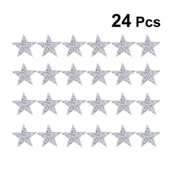 

24pcs Rhinestone Glitter Fabric Sewing Patches Iron-On Stars Shaped Patches Clothing Patches Appliques for Children’s Women Girl