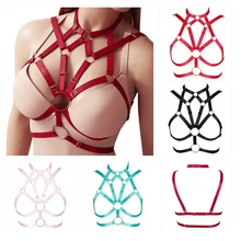 Сексуальное белье с ремешками и О-образным кольцом Бюстгальтер Фетиш нагрудный пояс с вырезами отрегулируйте размер плюс Харадзюку готический Хэллоуин рейв