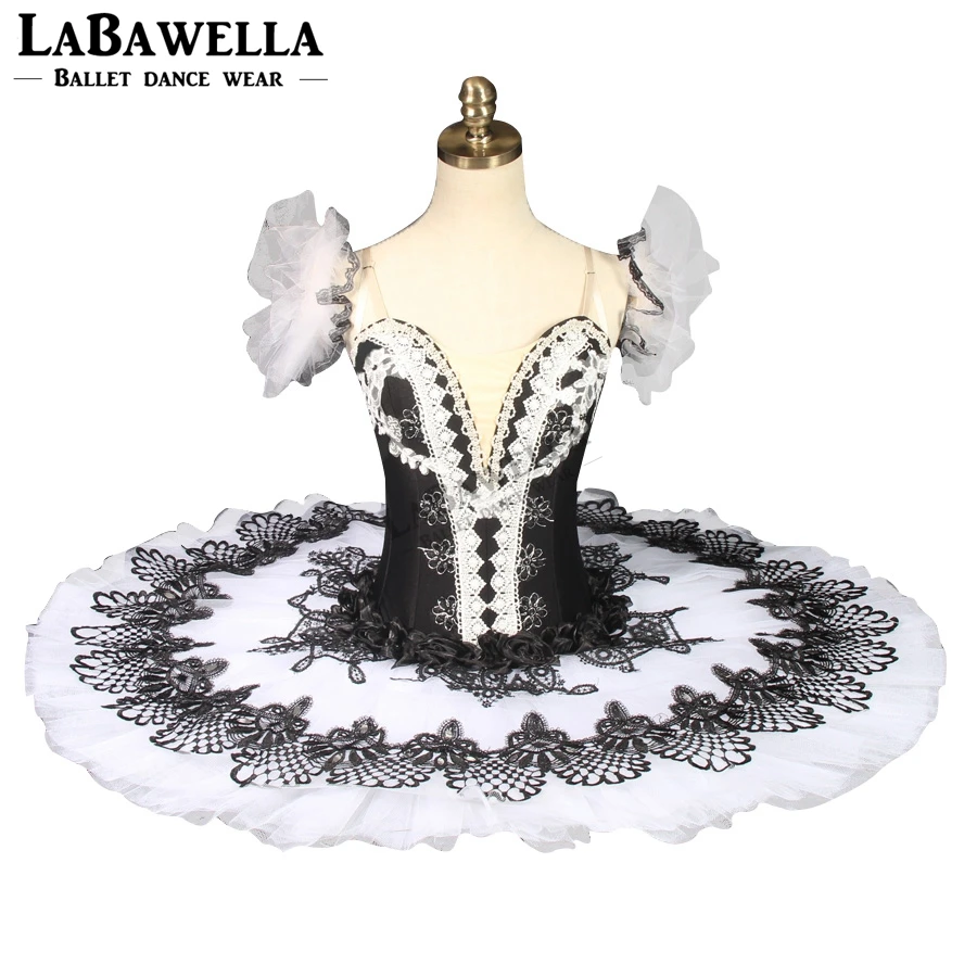 Women Pancake Performance Ballet Tutu BT9052A Adult Professional Ballet Tutu Black White Nutcracker Ballerina Costume