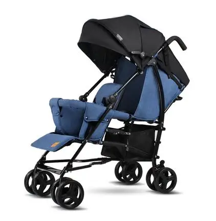 Blue-Baby Twins Stroller Easy Portable Folding Double Baby For Big And Small Baby Can Sit And Lie Before After The Second Child 26 Blue-Baby Twins Stroller Easy Portable Folding Double Baby For Big And Small Baby Can Sit And Lie Before After The Second Child