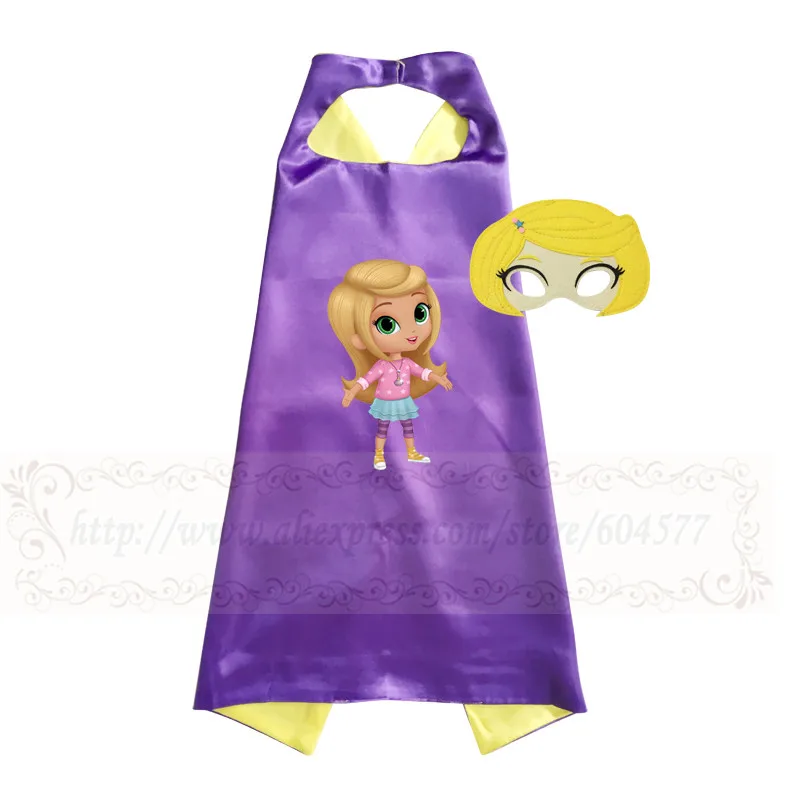 Purple Shimmer and Shine Costume Cape with mask Girls Costume Halloween Costumes Anime Cosplay for Birthday Party - Color: Purple