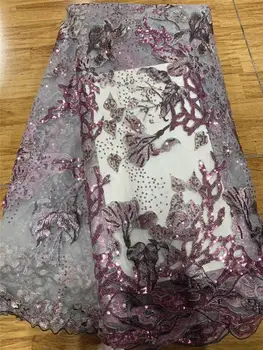 

French Sequins Tulle Laces Fabric 2020 High Quality African Lace Fabric Nigerian Mesh Lace Fabrics For Lace Evening Dress CDA3