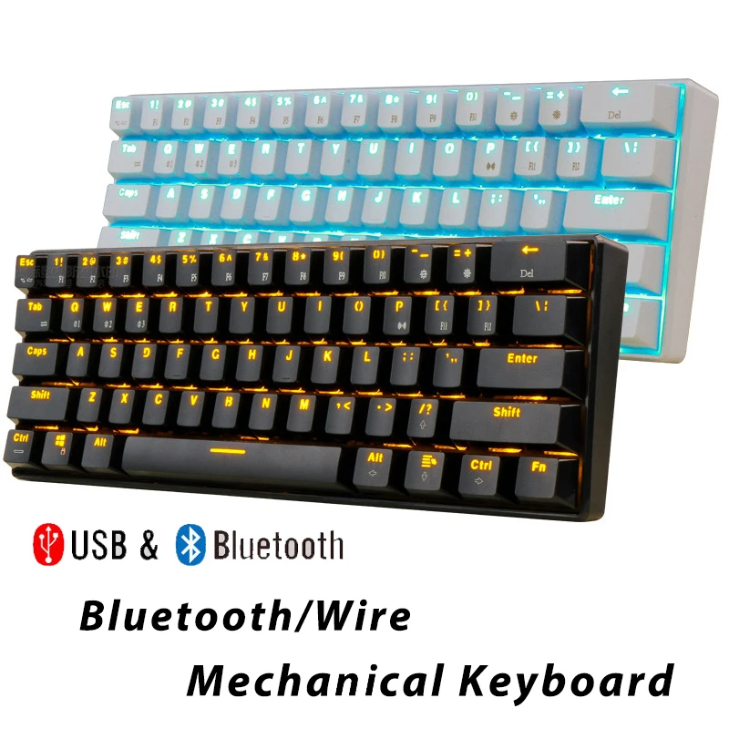 Механические игровые клавиатуры Bluetooth тонкие 61 клавиша RGB Одиночная подсветка