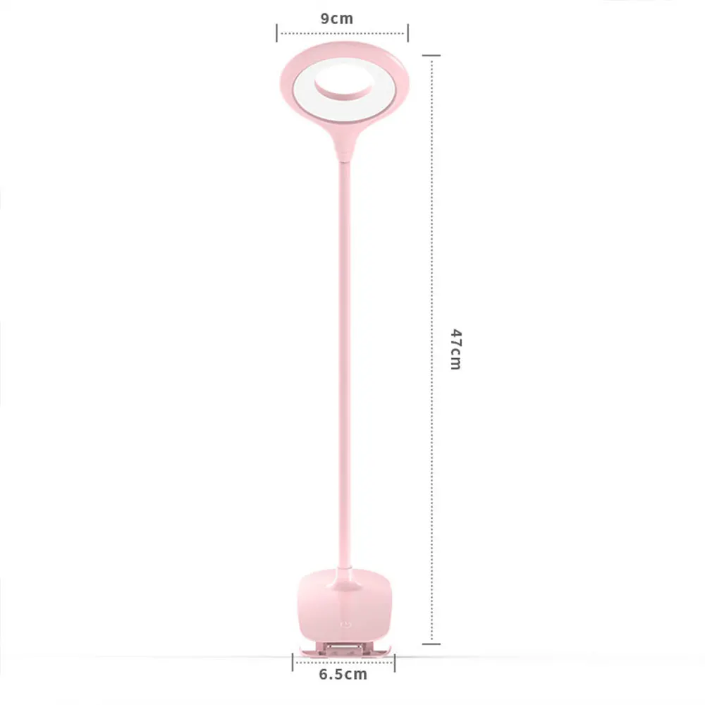 Зажим для Беспроводной исследование настольная лампа 3 режима сенсорный 1800 мА/ч, Перезаряжаемые 7500K светодиодный настольная лампа для чтения USB Настольный светильник гибкий макияж лампа - Цвет корпуса: Розовый
