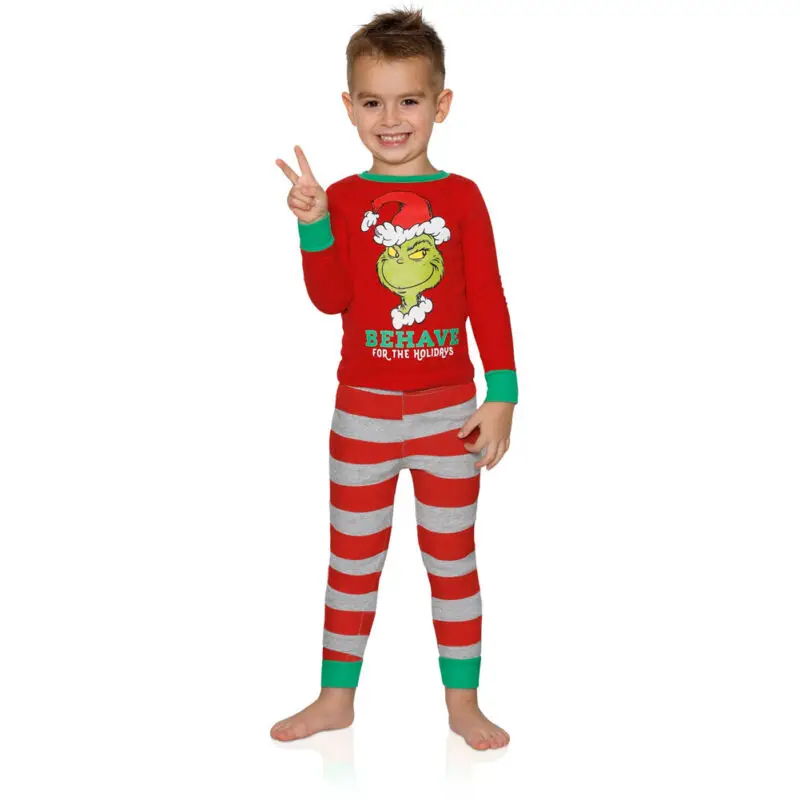 Модные Семейные комплекты из 2 предметов; повседневные рождественские пижамы с длинными рукавами для взрослых, женщин, мужчин и детей; одежда для сна; пижамные комплекты
