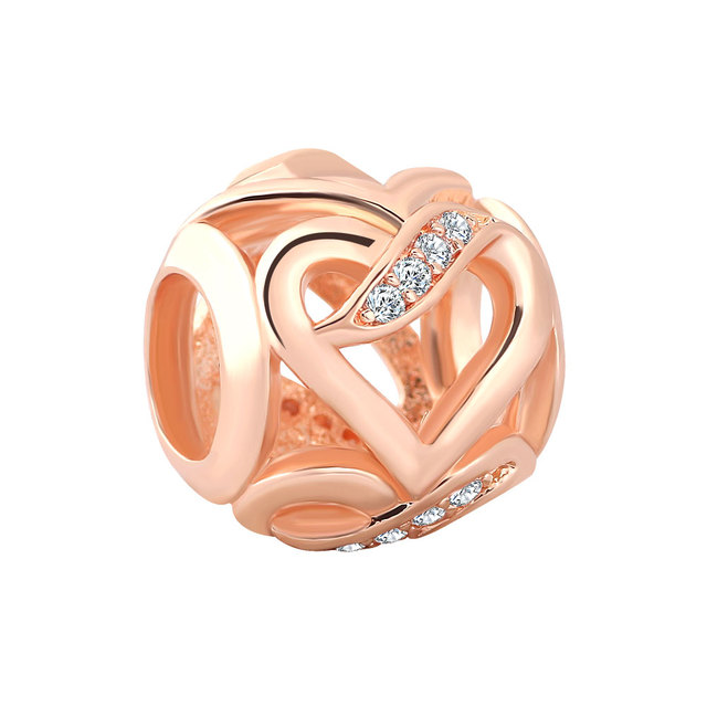 European Rose Gold Flower Clip Family Tree  DIY fine beads Fit Original  Charms silver 925  Bracelet Jewelry F047