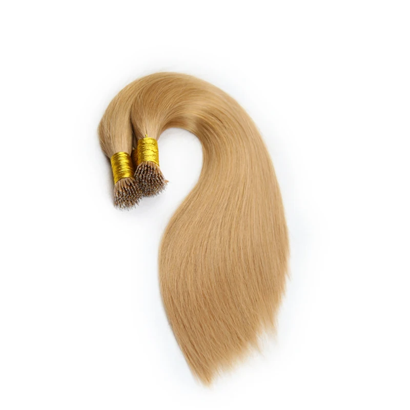 QHP Nano Ring Hair Extensions 100% Raw Virgin Human Hair Stick Pre Bonded Straight 50pc 1g/pc