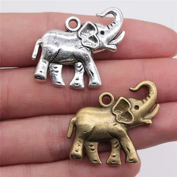 

WYSIWYG 2pcs 33x30mm 2 Colors Antique Bronze Elephant Pendants Charm Lucky Pendant Elephant Elephant Pendant