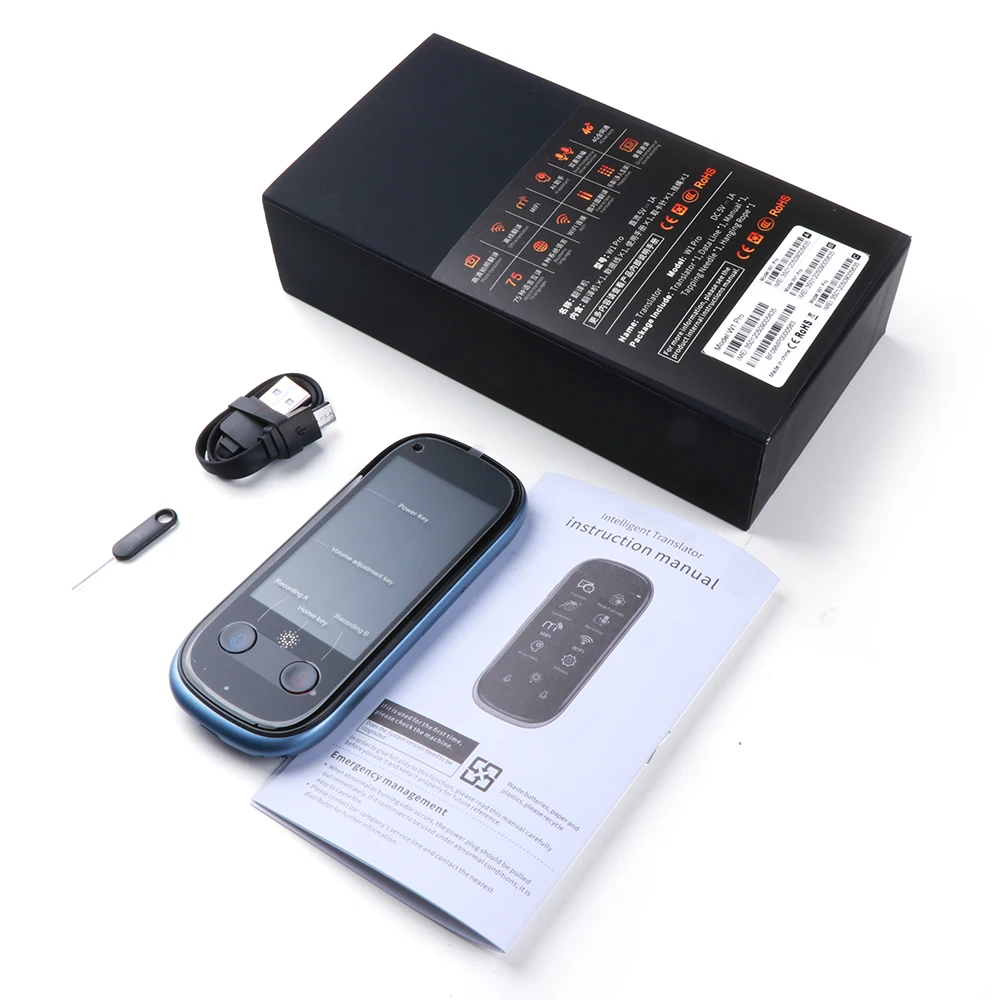 W1 PRO Translator Портативный автономный двухсторонний голосовой переводчик, W1 PRO 75 многоязычный умный переводчик мгновенный в реальном времени Английский Испанский Русский - Цвет: W1 PRO Translator