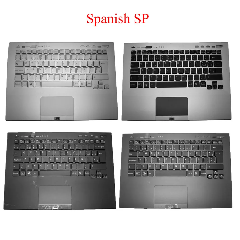 

Laptop Palmrest Spanish SP Keyboard For SONY For VAIO VPC-SA VPCSA Series backlit&touchpad silver black gray upper case New