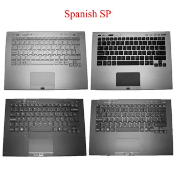 

Laptop Palmrest Spanish SP Keyboard For SONY For VAIO VPC-SA VPCSA Series backlit&touchpad silver black gray upper case used
