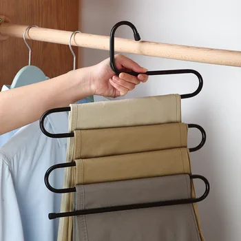 

Multi-layer S-type Hanger Pants Hanging Multi-function Creative Household Iron Spray Plastic Pants Storage Rack
