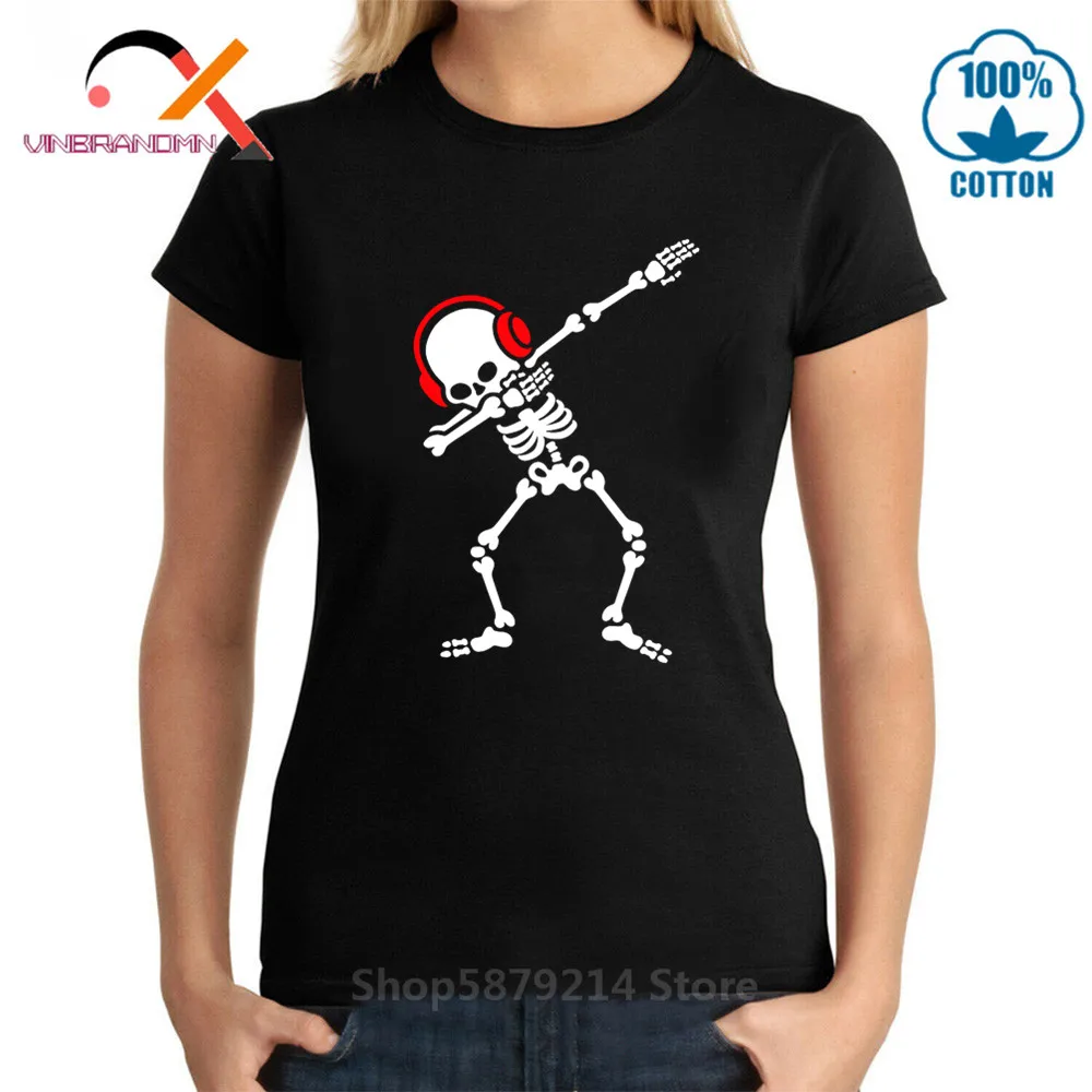Skelton Dab Футболка женская Dabben наушники музыка футболка рок-н-ролл Camiseta короткий
