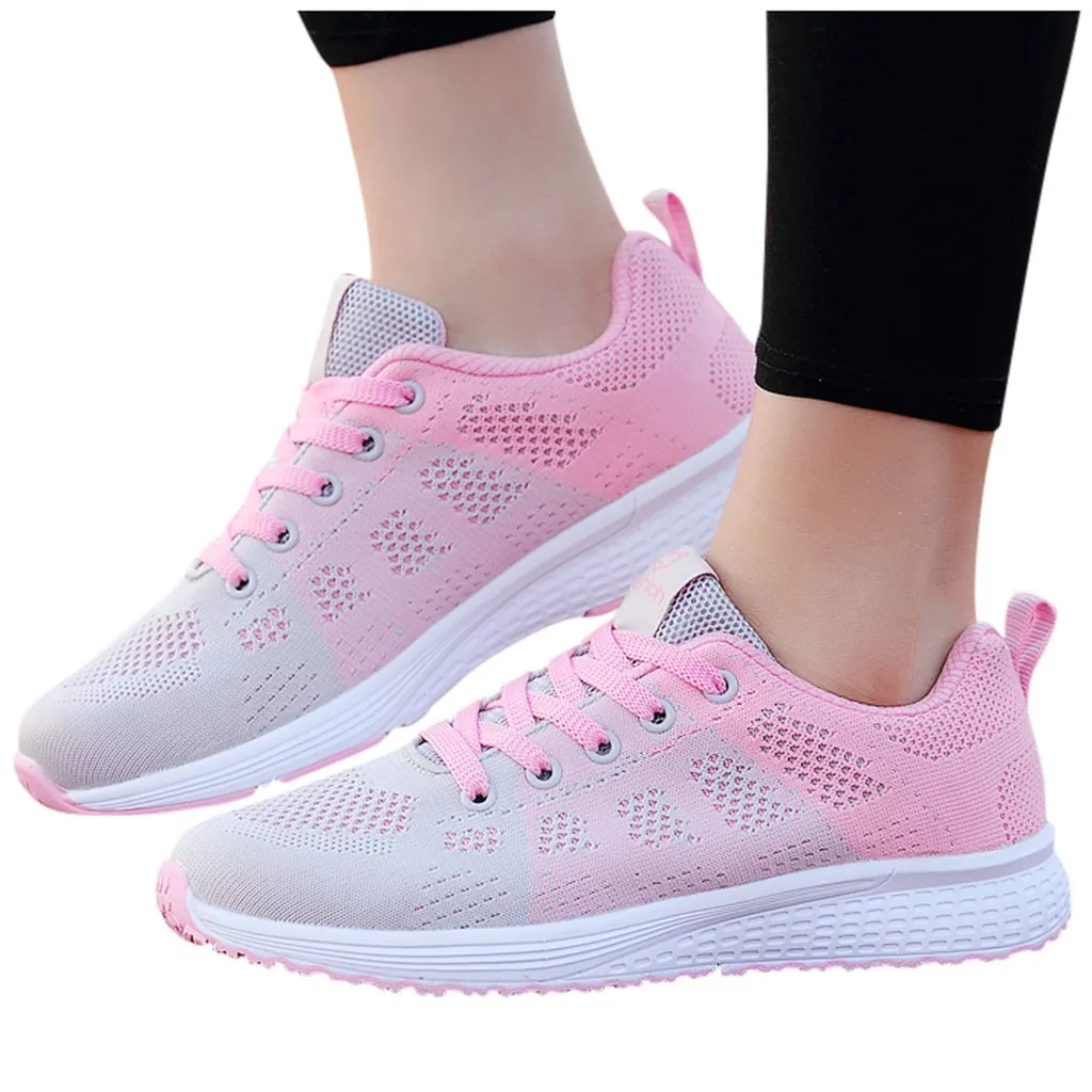 KANCOLLE Ladies Fashion Casual Simple Leisure Mesh Breathable Lace-Up Sneakers Walking Comfortable Outdoor Running Shoe 104#4