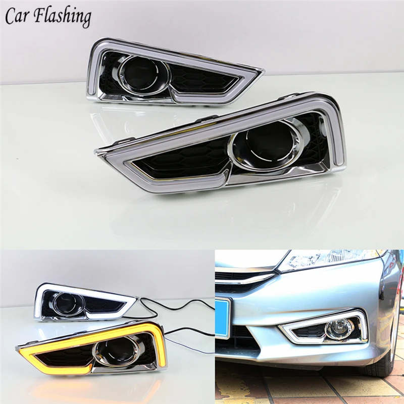 Автомобильная проблесковая 1 Набор для Honda City 2015 2016 DRL Дневной светильник LED с