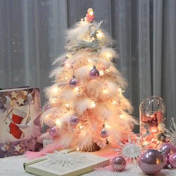 

INS gradual pink network celebrity Christmas tree pink feather girl heart birthday present ins handmade Christmas decoration
