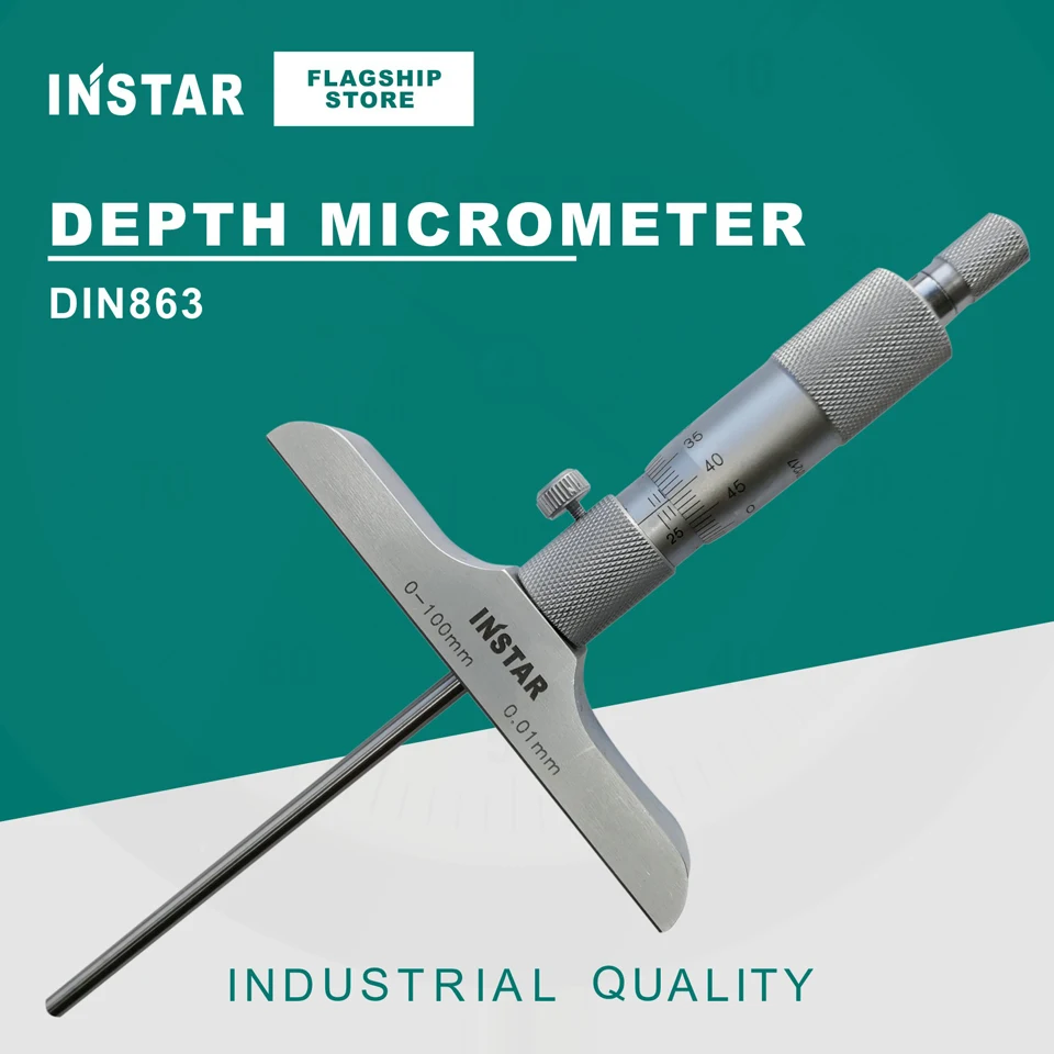 Description Picture 4 of itemINSTAR Depth Micrometer 0-25mm 0-50mm 0-100mm 0-200mm 0.01mm Flat End Industrial Quality Stainless Steel Micrometer Ball End