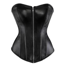 Women Faux Leather Sexy Corset Tight-fitting Waist Train Corset Retro Lace-up Overbust Costume Corsets
