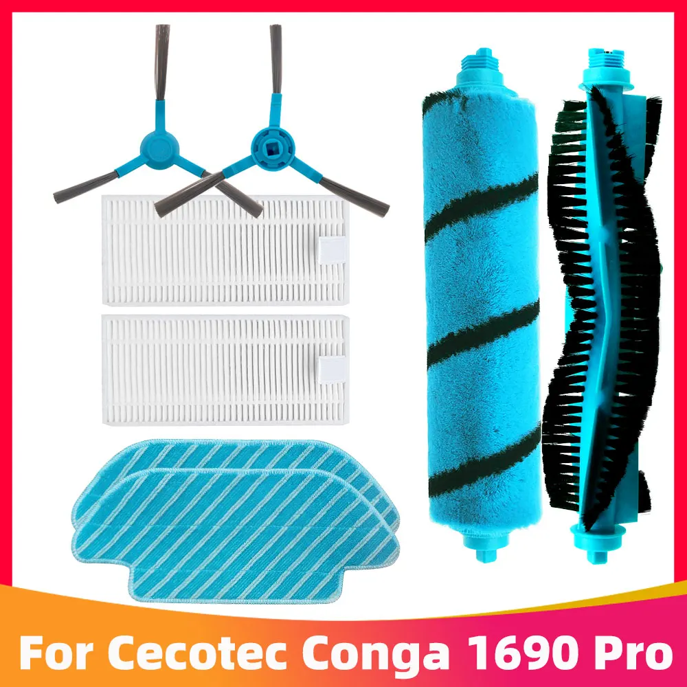 

Роботизированный пылесос Cecotec Conga 1690 Pro, боковой ролик, мягкая щетка, Hepa фильтр, Швабра, ткань, запасные части, аксессуары