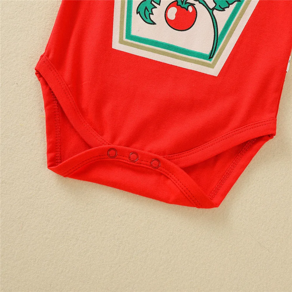 body para bebê meninas macacão gêmeos bonito verão algodão manga curta vermelho tomate triângulo subir roupas menino outfits