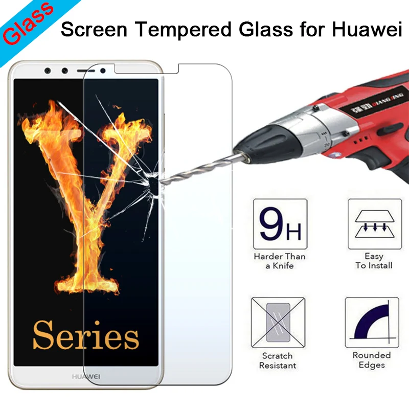 

Protective Glass for Huawei Y7 Prime Y6 Pro Y5 Lite Y3 Tempered Glass Explosion-proof Screen Protector on Huawei Y6 Y5 Y3 ii
