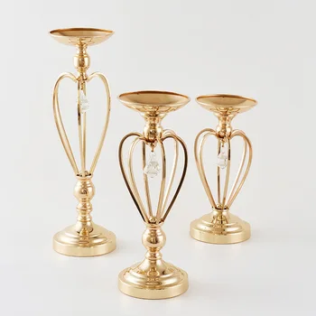 

Metal Candle Holder Wedding Gold Centerpiece Flower Vase Stands Home Party Decoration