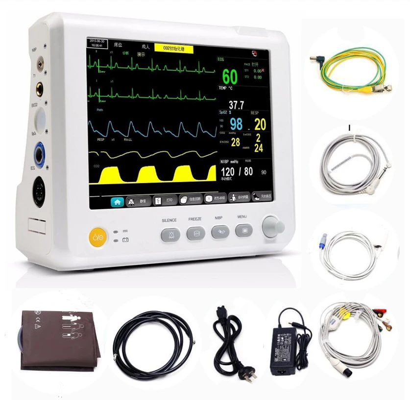 8 дюймовый мульти-параметры, монитор пациента параметр НБП, Spo2, PR, ЭКГ, соответственно, температуру, мониторинг жизненно важных функций точных медицинские