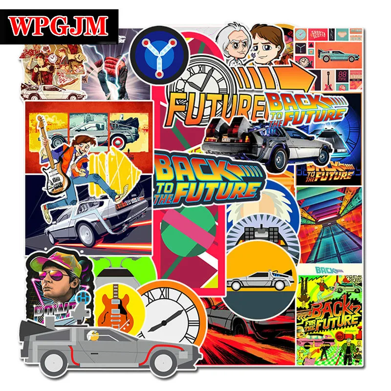 

50Pcs Movie Back To The Future Stickers Pack for On The Laptop Fridge Phone Skateboard Travel Suitcase Waterproof Sticker