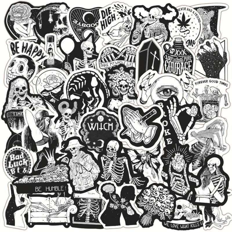 Pegatinas de Horror y Thriller gótico de viento, pegatinas de grafiti para monopatín, equipaje, motocicleta, portátil, guitarra, pegatina de juguete de PVC, 10/50 Uds.