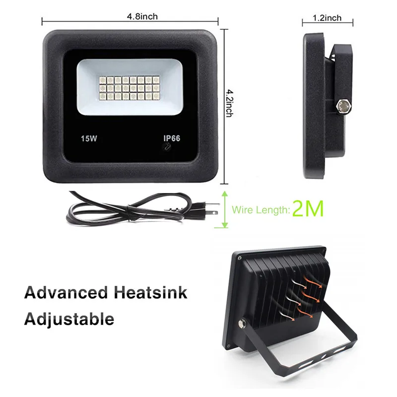 LED Floodlight Outdoor Spotlight 15W Wall Lamp RGB IP65 Waterproof Lighting Garden RGB Flood Light AC 220V 240V Remote Control