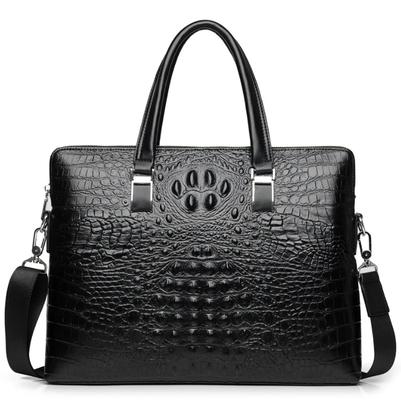 

Men's Bag Fashion New Style Business Alligator Print Handbag Shoulder Document Computer Gift Bag MEN'S Bag plus