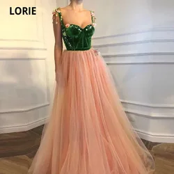 LORIE Elegant Prom Dress Floor Length Dresses for Women Sweetheart 3D Flowers A-Line Pink Evening Gown Party Celebrity Dresses