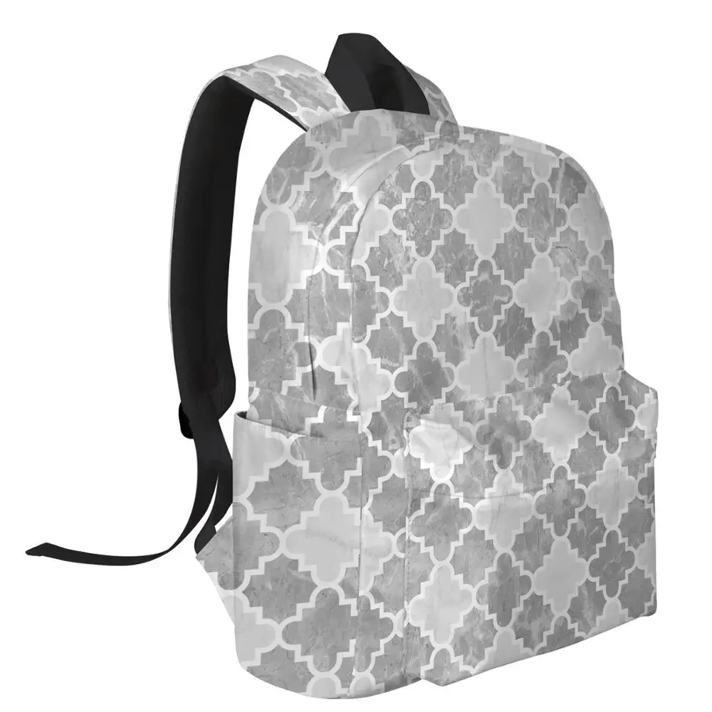 Geometric Marble Pattern Senior High School Student Internal Frame Backpacks Laptop Shoulderbag Shoes Compartment College