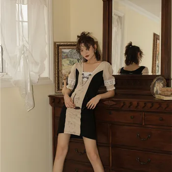 

Gothic Lace Vintage Medieval Chain Dress For Women Sexy Dresses Party Night Club Dress 2020 Women Clothes Vestidos Verano